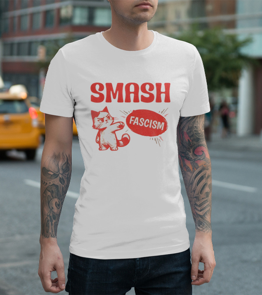 Smash Fascism Feminist Cat Paw Punch Activist Protest T-Shirt