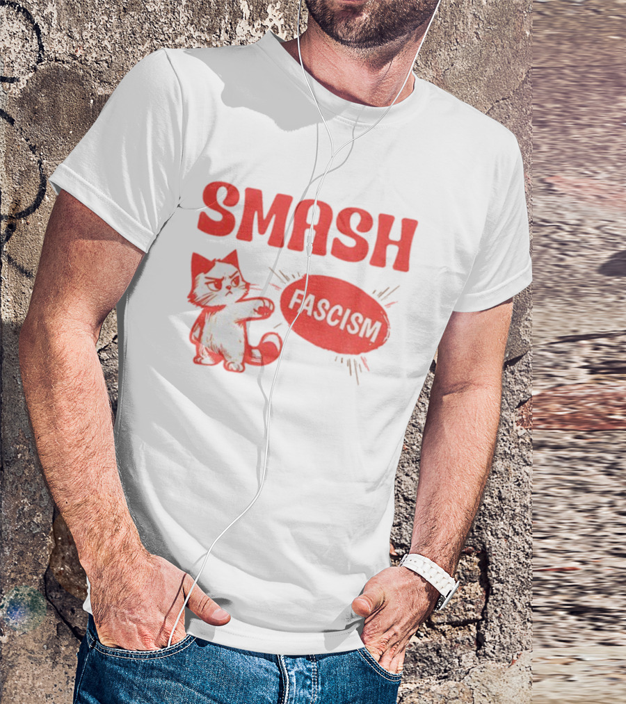 Smash Fascism Feminist Cat Paw Punch Activist Protest T-Shirt
