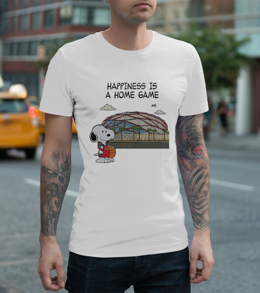 Snoopy Peanuts Happiness Is A Home Game Stadium Dome Basketball T-Shirt