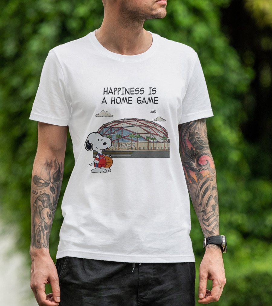 Snoopy Peanuts Happiness Is A Home Game Stadium Dome Basketball T-Shirt