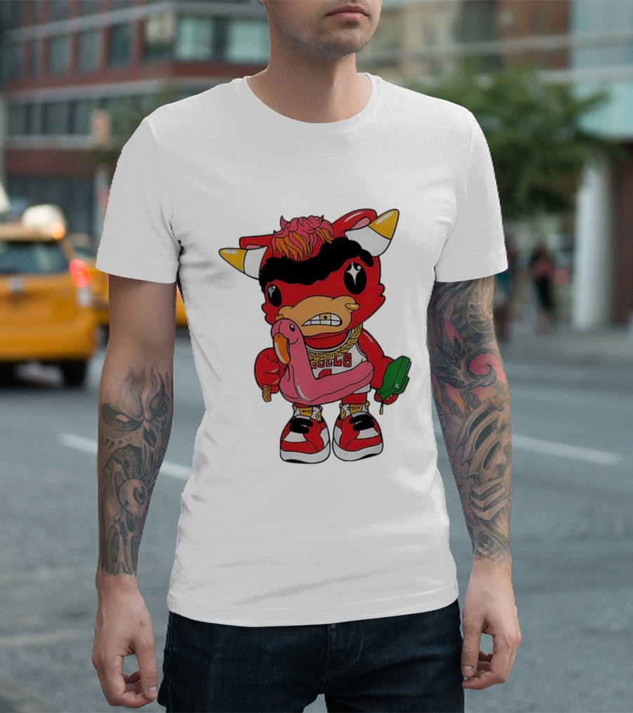 Benny The Bull Lil Benny 2025 Mascot Graphic Bulls Basketball Cartoon T-Shirt