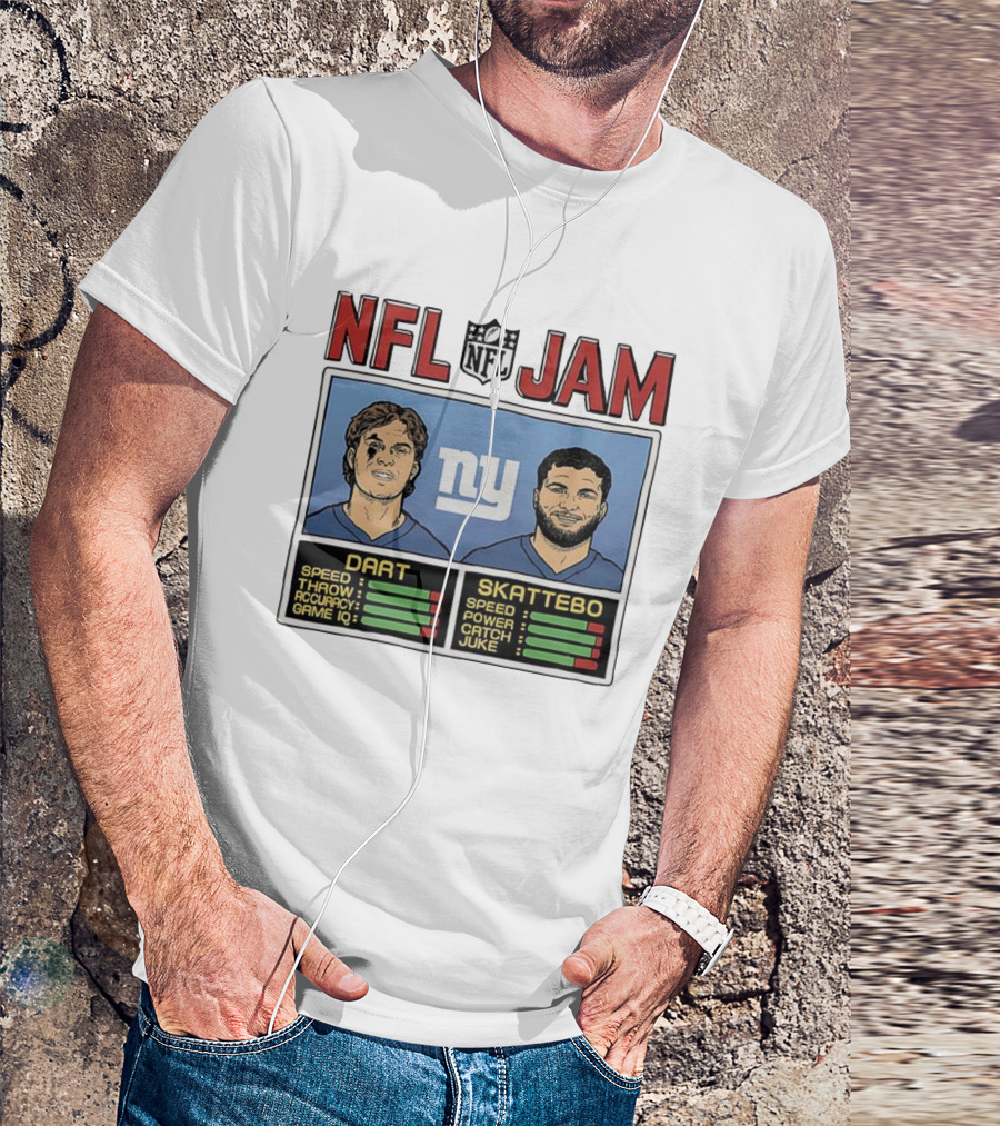 New York Giants NFL Jam Cam Skattebo Jaxson Dart Classic Video Game Theme T-Shirt
