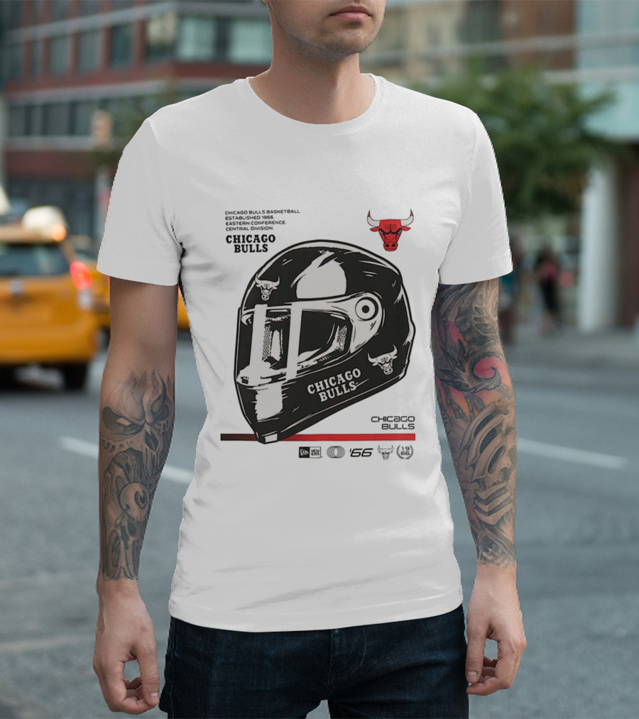 Chicago Bulls Basketball Est 1966 Eastern Conference Central Division Helmet T-Shirt