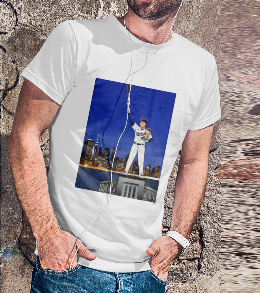 Freddie Freeman Dodgers Statue Of Liberty New York Skyline 2024 MVP T-Shirt