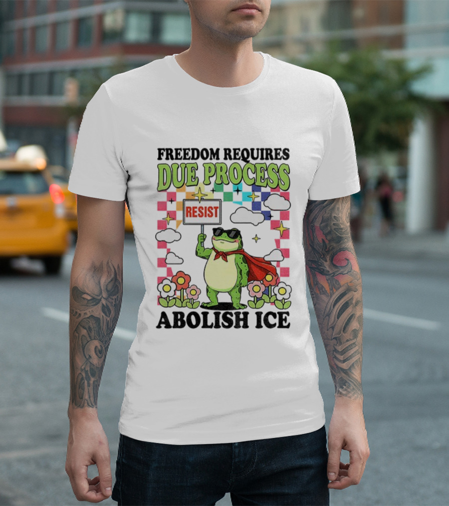 Freedom Requires Due Process Frog Resist Abolish ICE T-Shirt