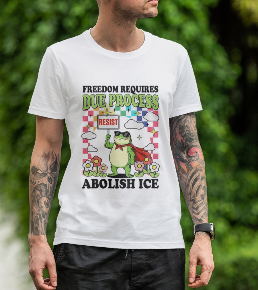 Freedom Requires Due Process Frog Resist Abolish ICE T-Shirt
