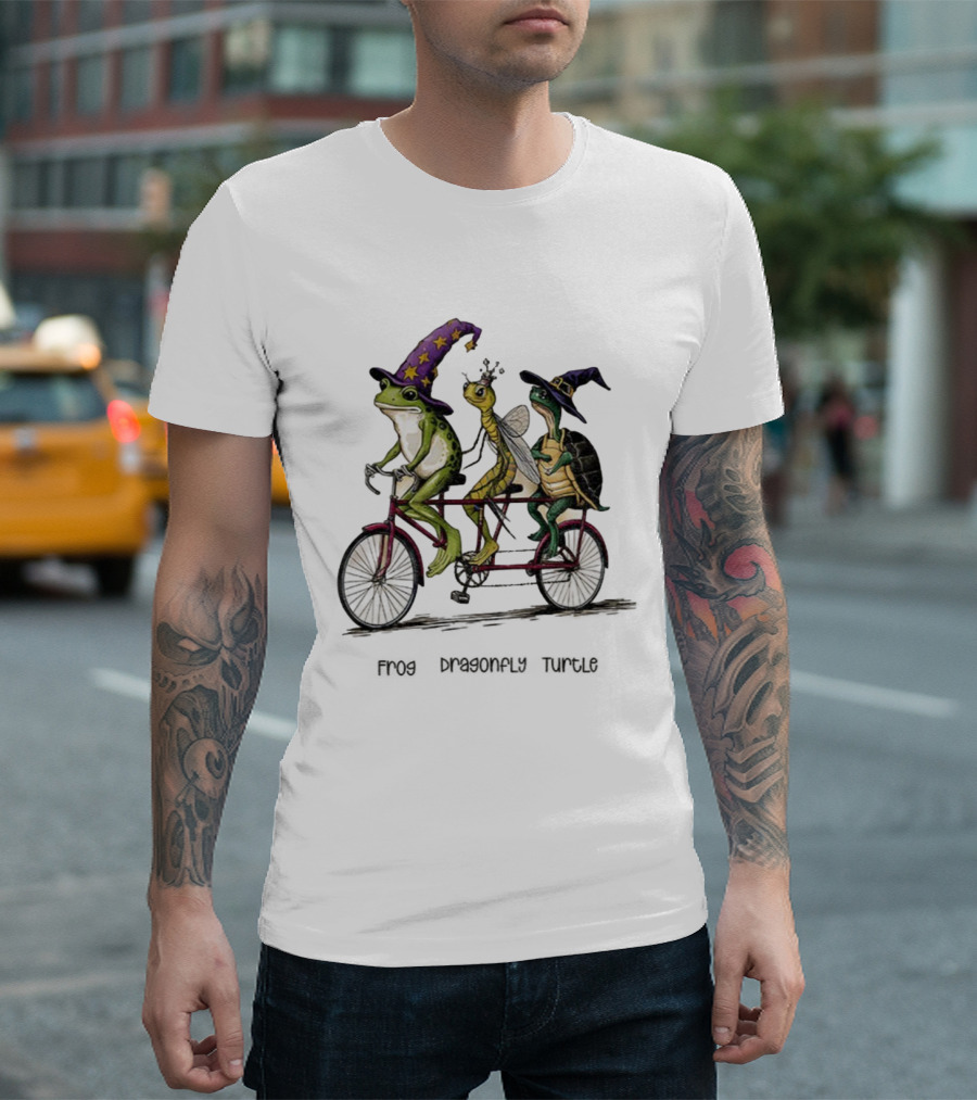 Witch Frog Dragonfly Turtle Halloween FDT Anti Trump Riding Bicycle T-Shirt