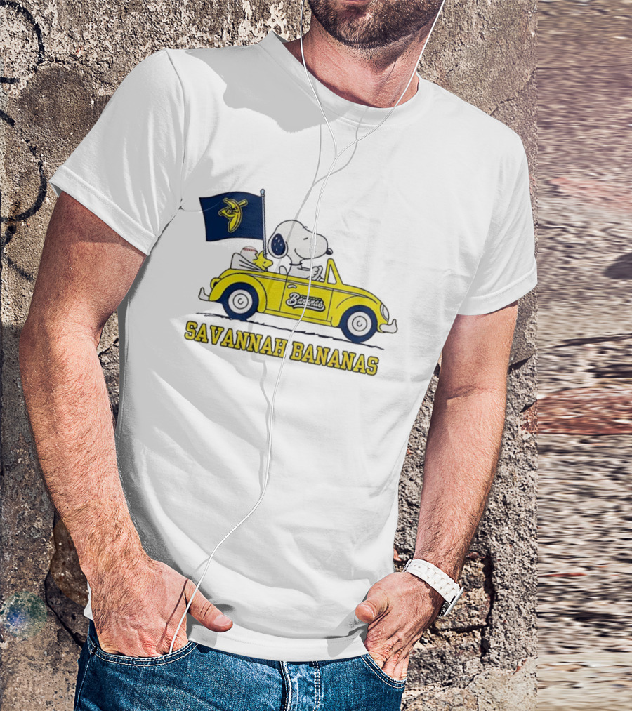 Snoopy Woodstock Driving Savannah Bananas Baseball Car T-Shirt