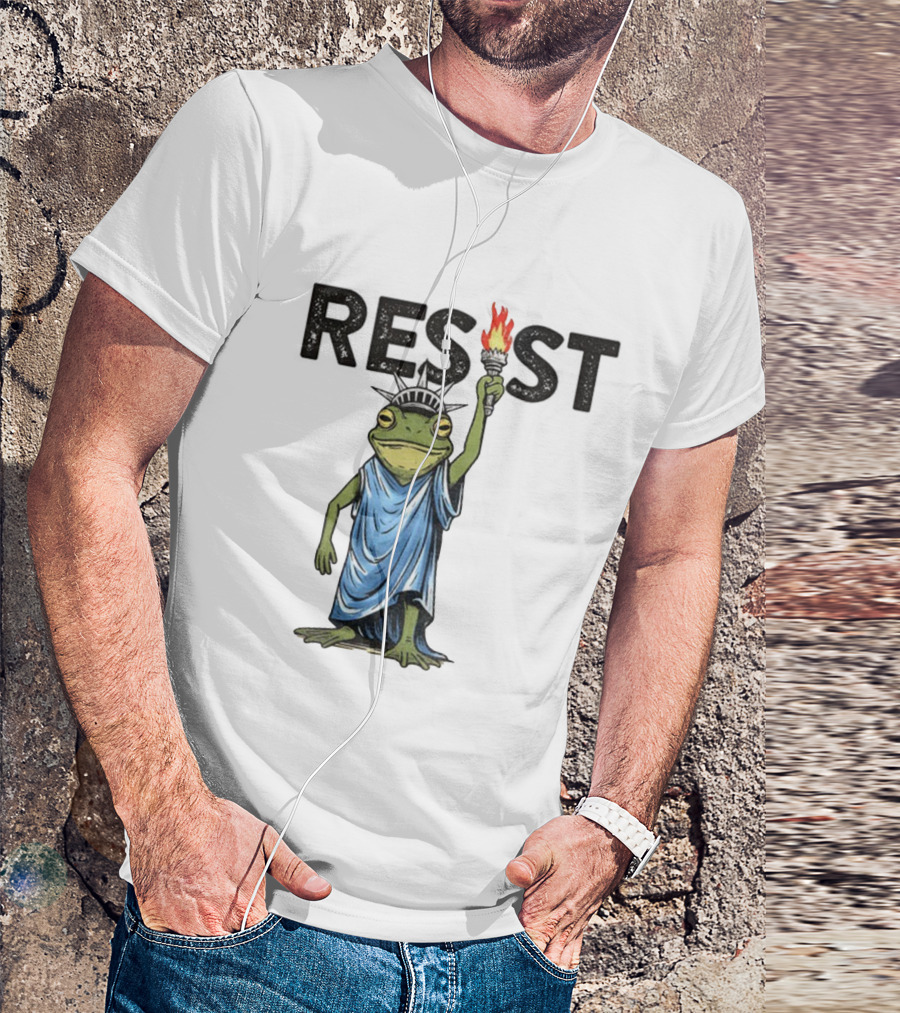 Portland Frog Resist Protest Statue Of Liberty Torch T-Shirt