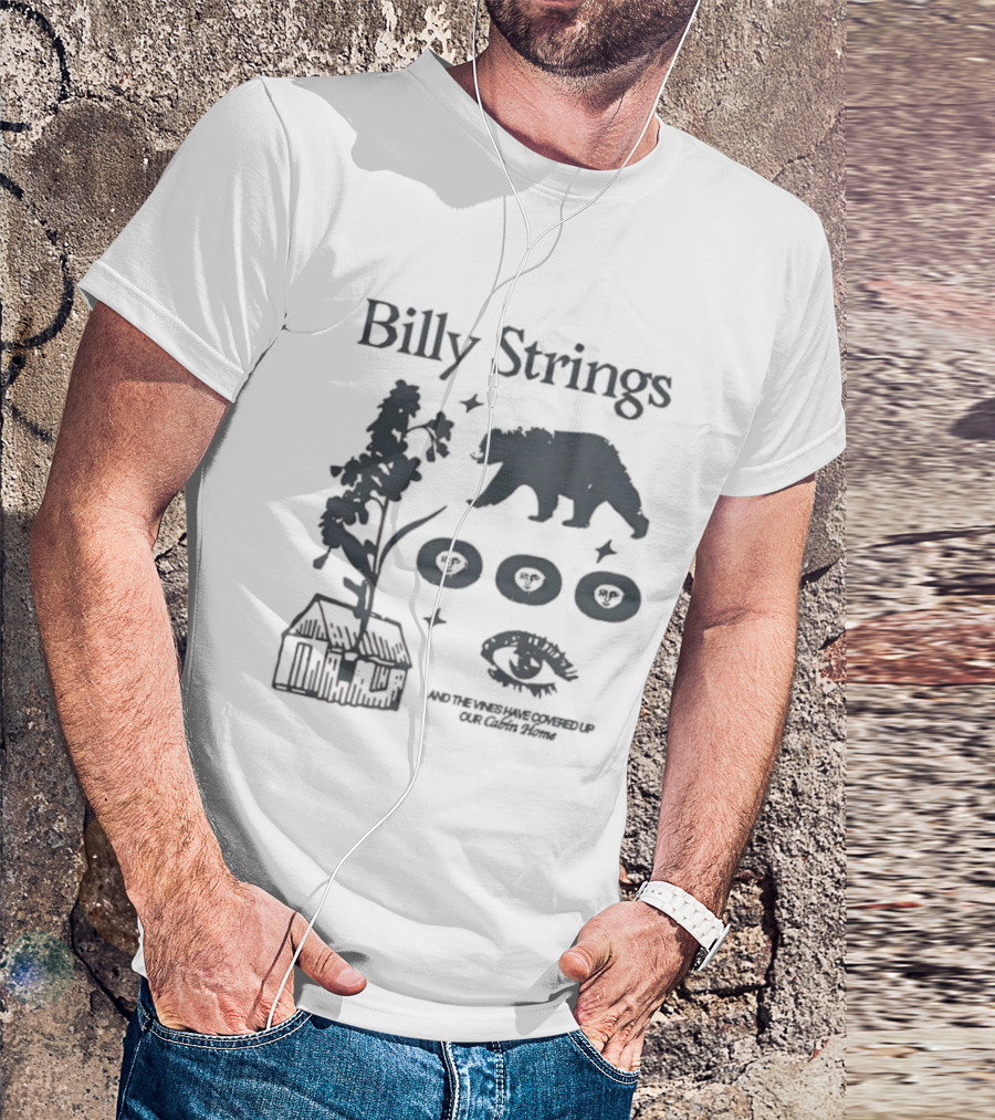 Billy Strings Cabin Bear Tree Rings Eye And Rustic Cabin T-Shirt