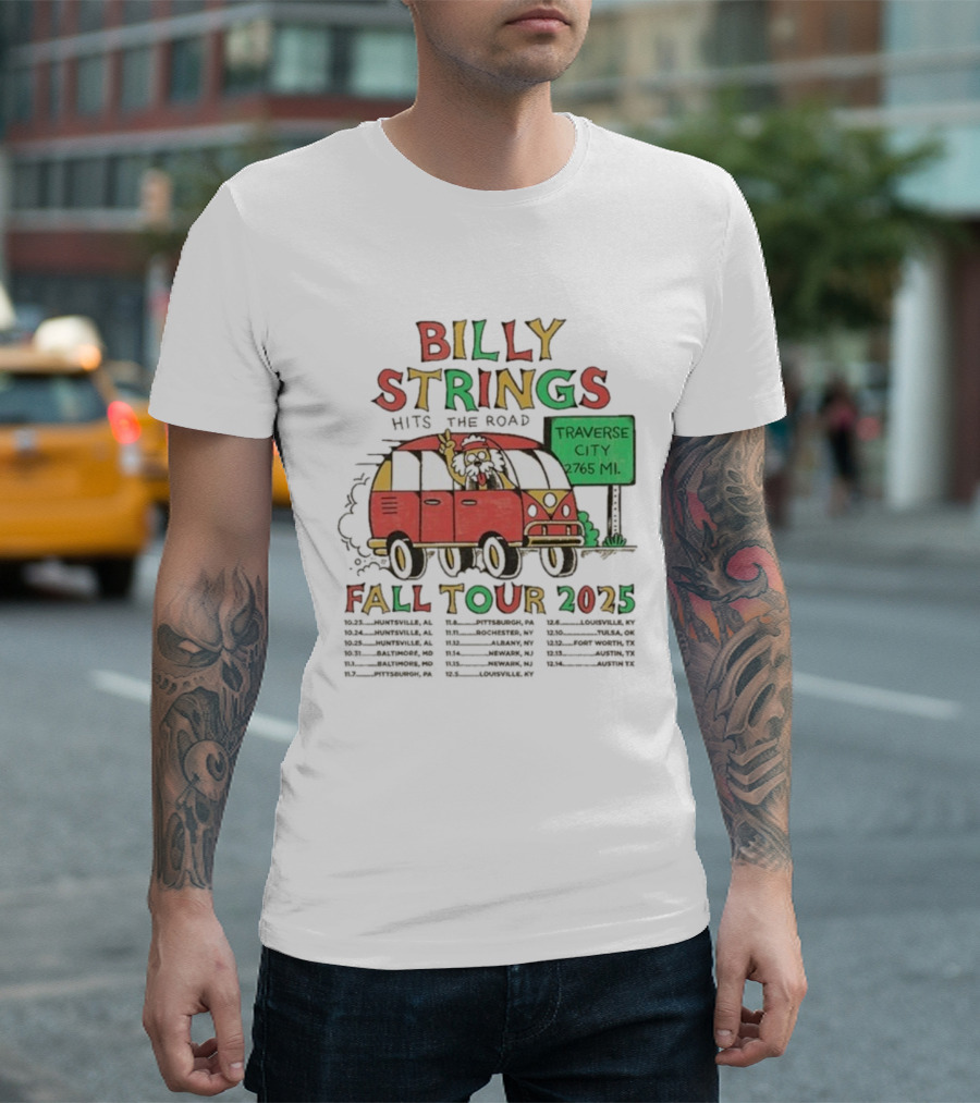 Billy Strings Hits The Road Fall Tour 2025 Traverse City Van 2765 MI T-Shirt