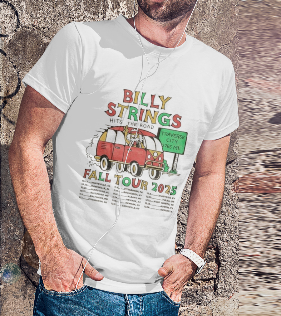 Billy Strings Hits The Road Fall Tour 2025 Traverse City Van 2765 MI T-Shirt