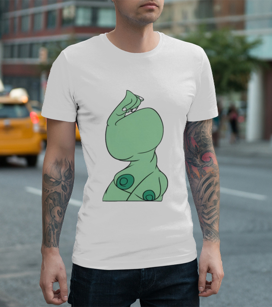 Bicep Flexing Cartoon Figure with Green Color Theme Pasadena T-Shirt