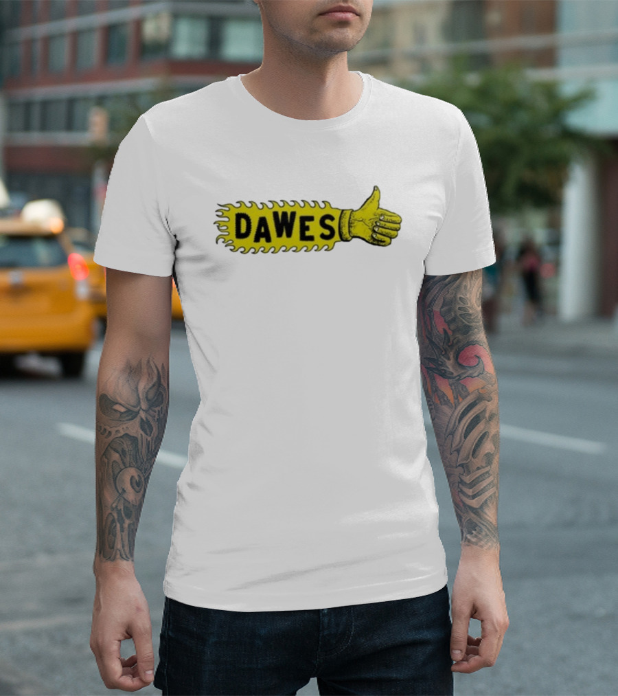 Dawes Thumbs Up Yellow Hand Icon Flame Effect T-Shirt