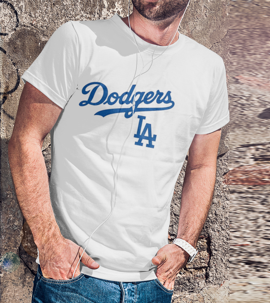 Dodgers LA Vintage Blue Script Team Emblem T-Shirt