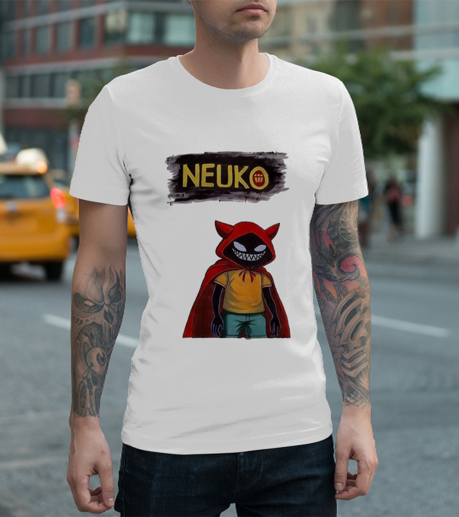 Neuko Evilhood Red Cloak Character With Mischievous Grin T-Shirt