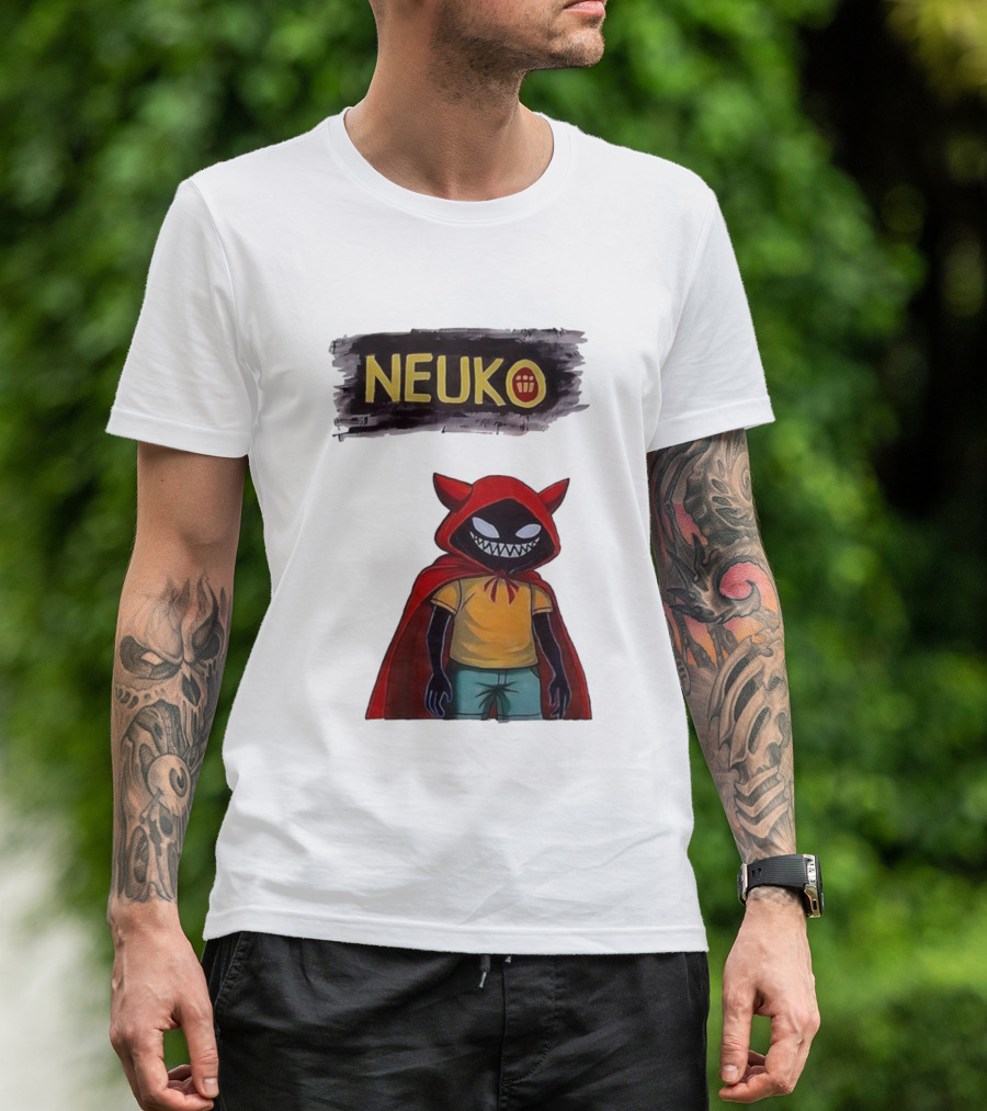 Neuko Evilhood Red Cloak Character With Mischievous Grin T-Shirt
