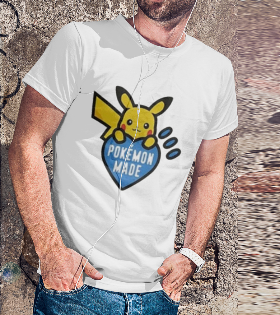 Pikachu Pokemon Made Heart Design T-Shirt