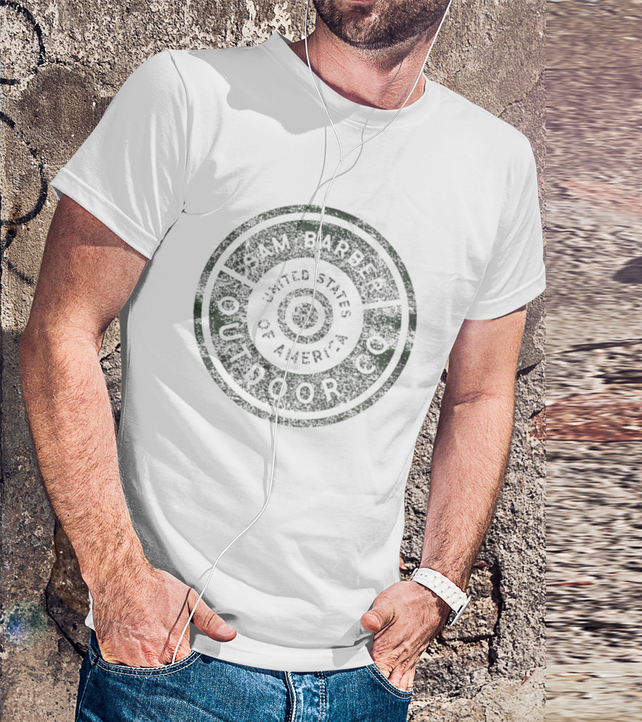 Sam Barber Outdoor Co United States Of America Shotshell Circular Emblem T-Shirt