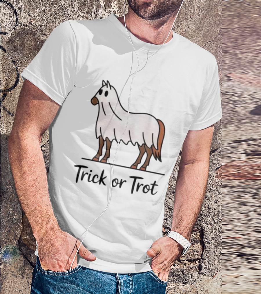 Trick Or Trot Halloween Horse Lover Cute Ghost Costume T-Shirt