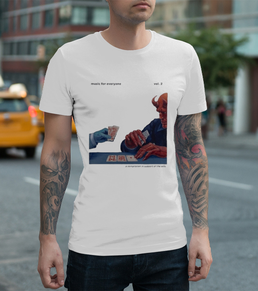 L.S. Dunes Music For Everyone Vol. 2 Satan Card Game Demon Illustration T-Shirt