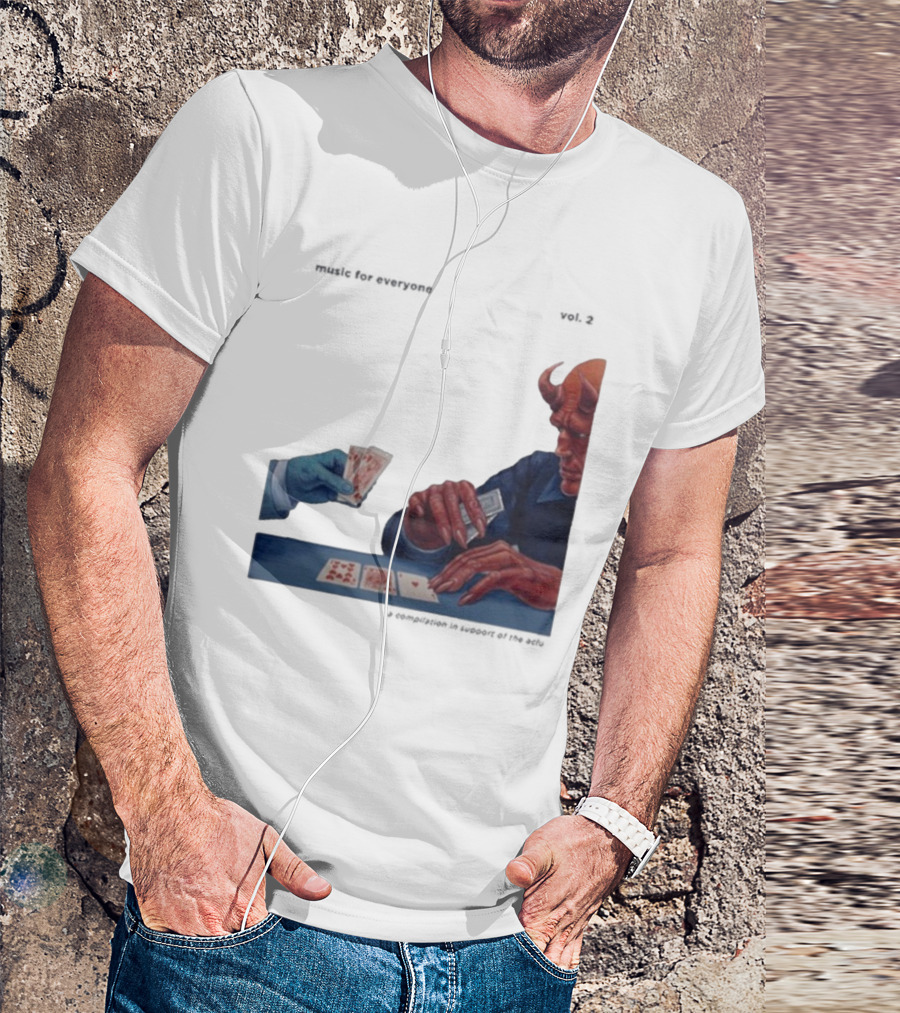 L.S. Dunes Music For Everyone Vol. 2 Satan Card Game Demon Illustration T-Shirt