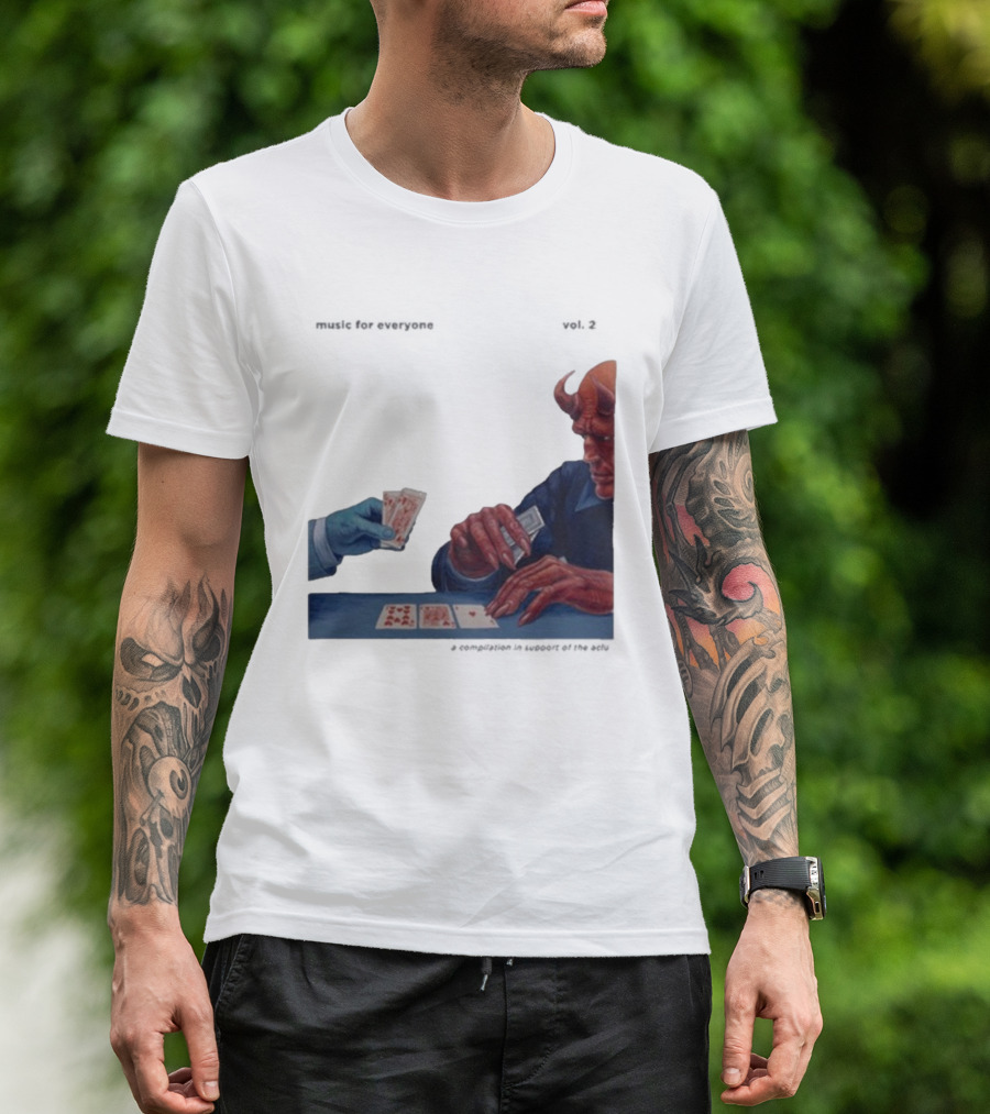 L.S. Dunes Music For Everyone Vol. 2 Satan Card Game Demon Illustration T-Shirt