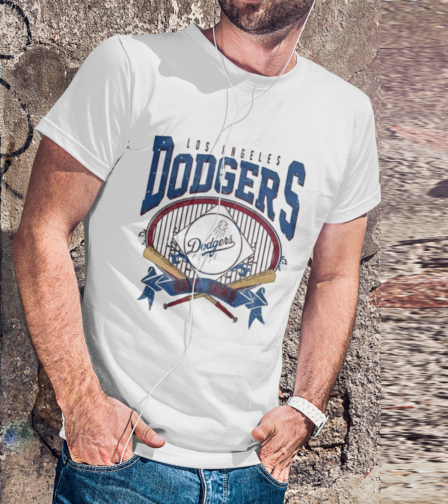 Los Angeles Dodgers Vintage 90s Est 1883 Baseball Team Retro Style T-Shirt