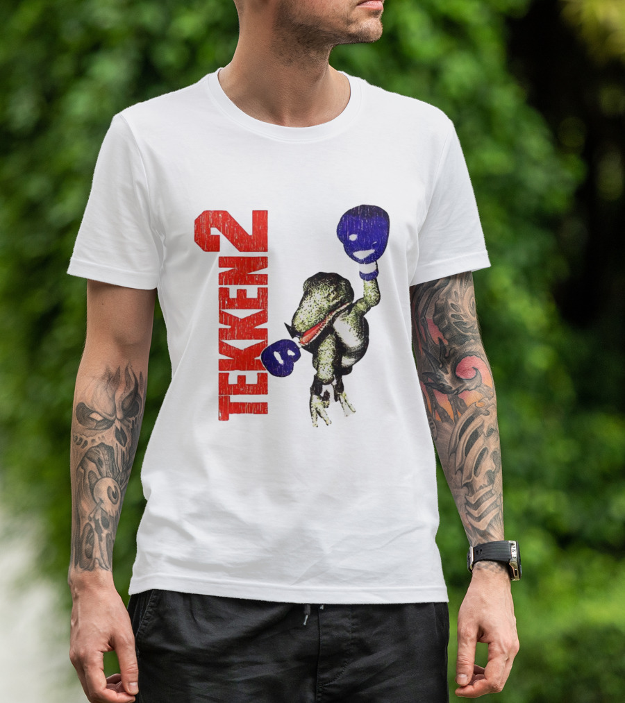 Tekken 2 Dinosaur Alex Purple Boxing Gloves Vintage Retro Gamer Appeal T-Shirt