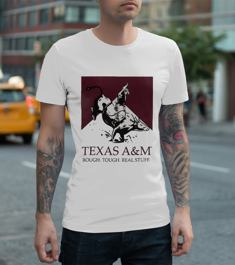 Texas A&M Rough Tough Real Stuff Bull Rider Retro T-Shirt
