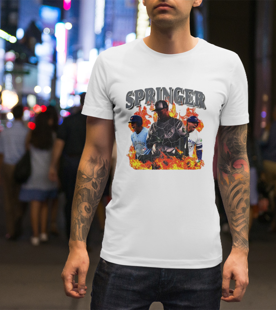 SPRINGER George Toronto Blue Jays Playoffs Fire Background T-Shirt