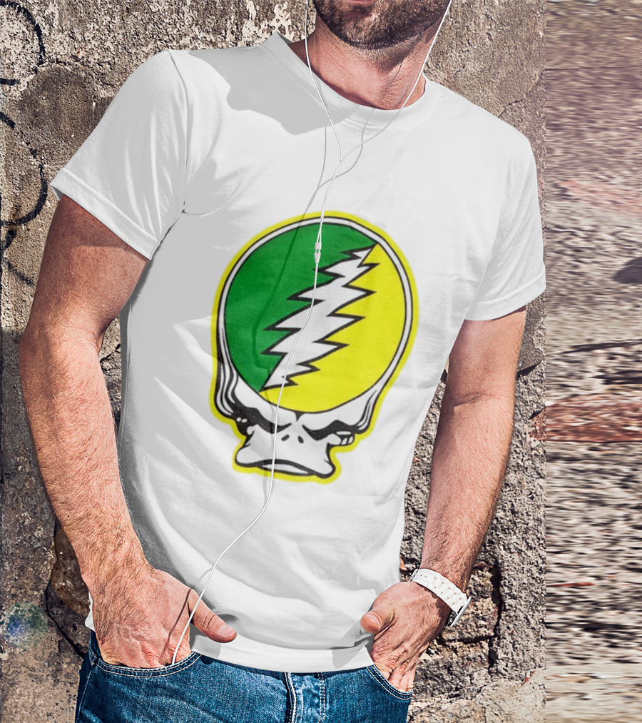 Grateful Ducks Grateful Dead Steal Your Face Green Yellow Bolt 26 T-Shirt