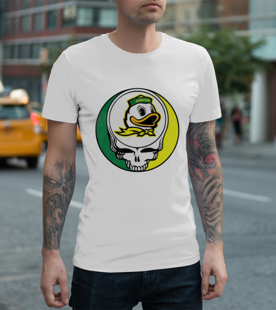 Grateful Ducks Oregon Ducks Grateful Dead Skull Icon Fusion T-Shirt