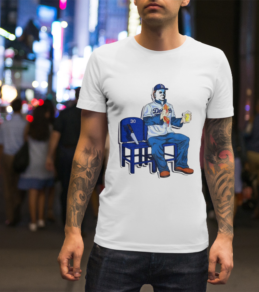 Michael Myers Dodgers Dave Roberts Hot Dog Beer MLB 2025 T-Shirt