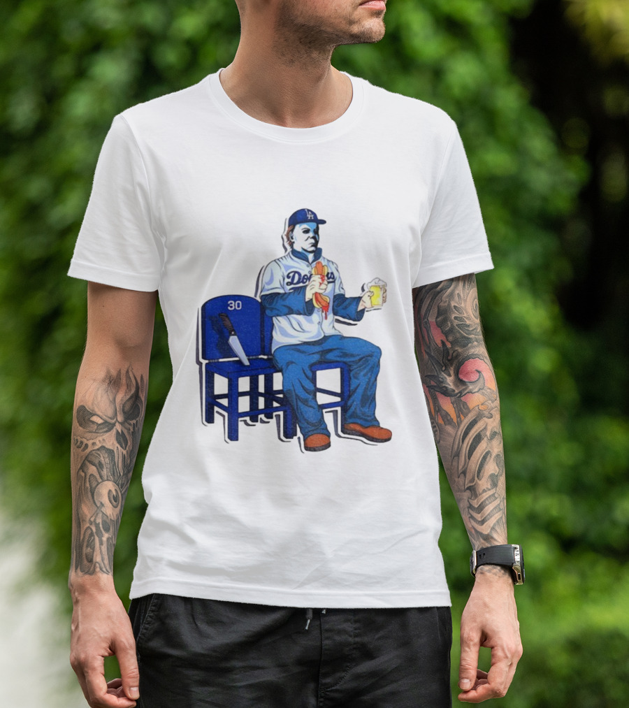 Michael Myers Dodgers Dave Roberts Hot Dog Beer MLB 2025 T-Shirt