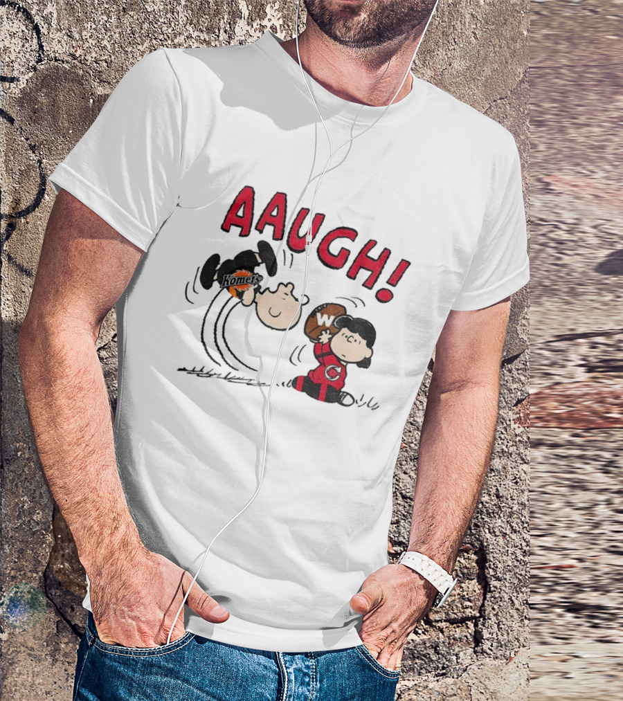 Peanuts Charlie Brown Cincinnati Cyclones Vs Komets Hockey AAUGH! Lucy Linus T-Shirt