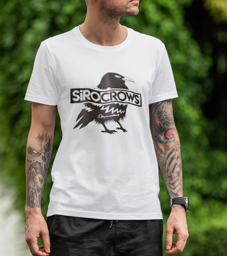 Sirocrows Contrasting Silhouette Bird Logo T-Shirt