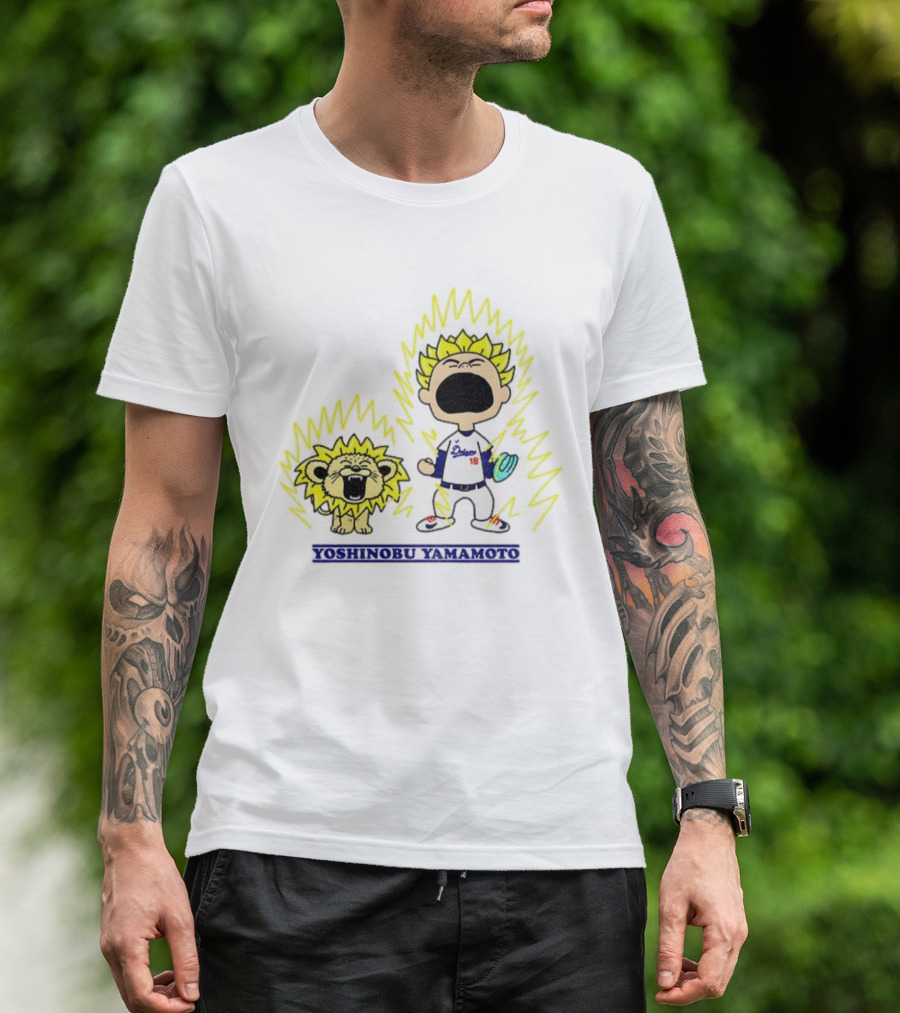 Yoshinobu Yamamoto Charlie Brown Los Angeles Dodgers 18 MLB Super Saiyan Dragon Ball T-Shirt