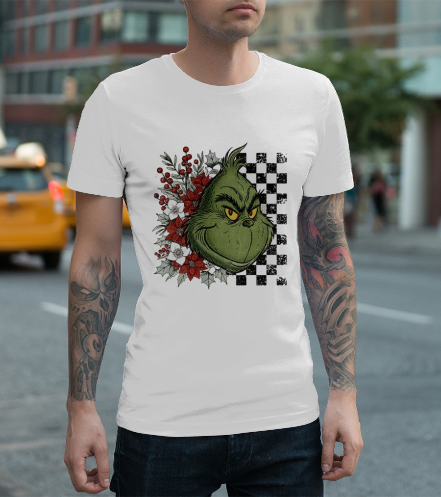 Grinch Floral Christmas Characters Merry Christmas 2025 Festive Design T-Shirt