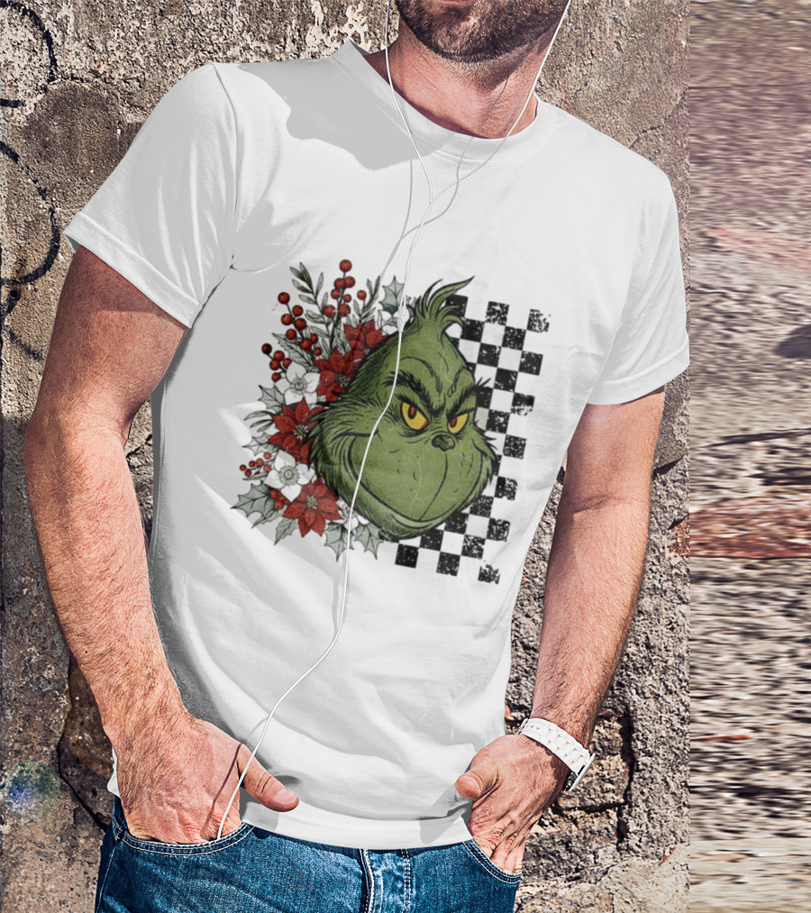 Grinch Floral Christmas Characters Merry Christmas 2025 Festive Design T-Shirt