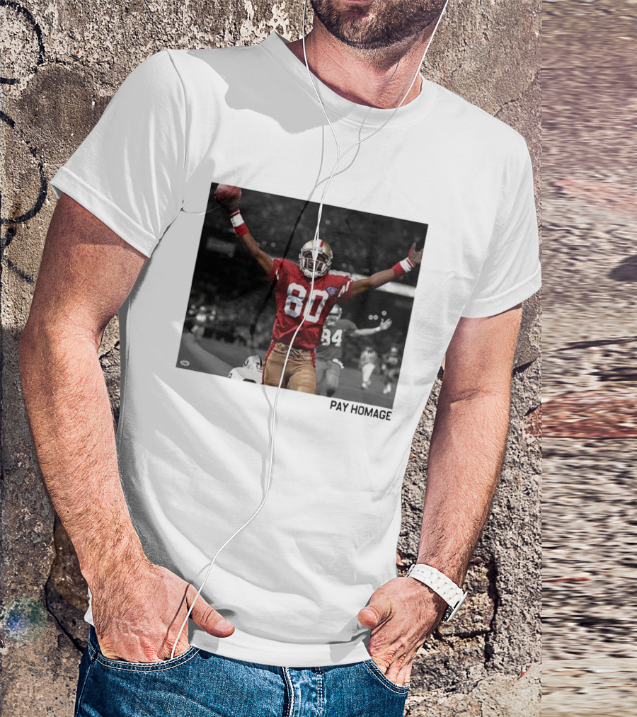 Jerry Rice 80 San Francisco 49ers NFL Pay Homage Legendary Football Hero T-Shirt