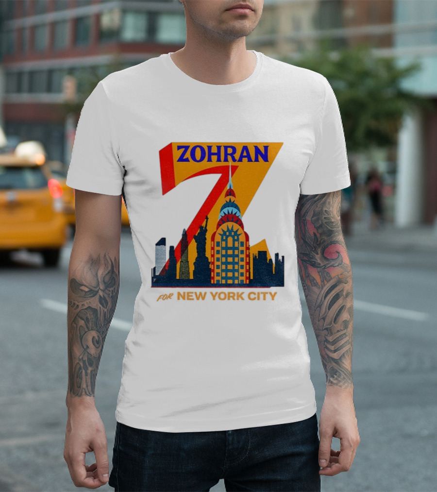 Zohran 2025 New York City Skyline Mayor Mamdani Campaign T-Shirt