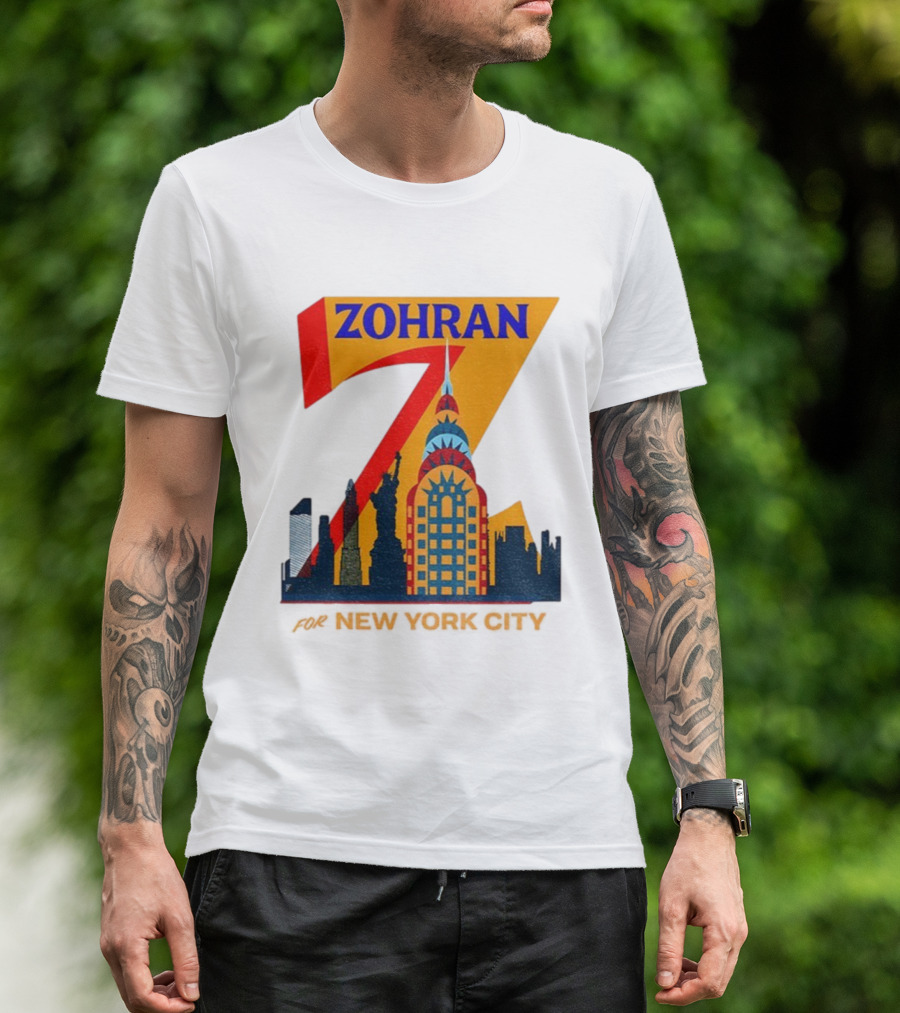 Zohran 2025 New York City Skyline Mayor Mamdani Campaign T-Shirt