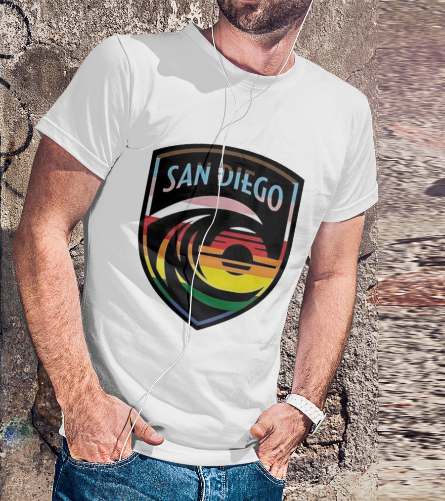 San Diego Wave FC LGBTQ+ Pride Rainbow Wave Sunset T-Shirt