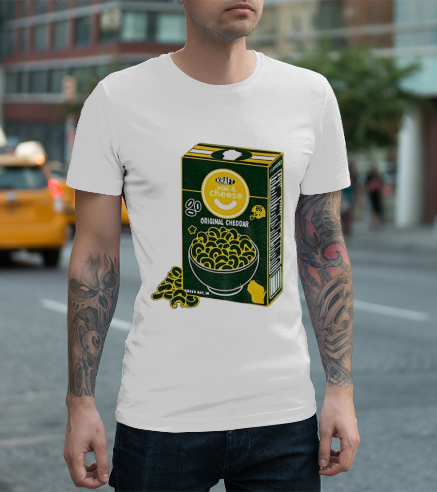Green Bay Kraft Mac And Cheese Original Cheddar Retro Packers Fan Art T-Shirt