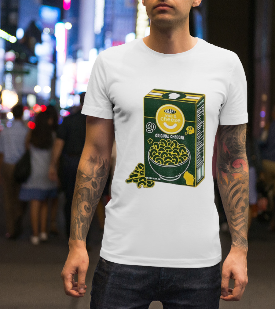 Green Bay Kraft Mac And Cheese Original Cheddar Retro Packers Fan Art T-Shirt
