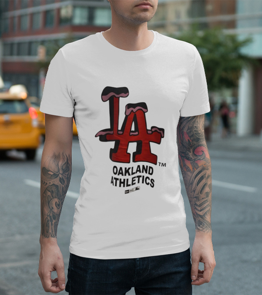 Los Angeles Dodgers Oakland Athletics Snow-Capped Letters T-Shirt