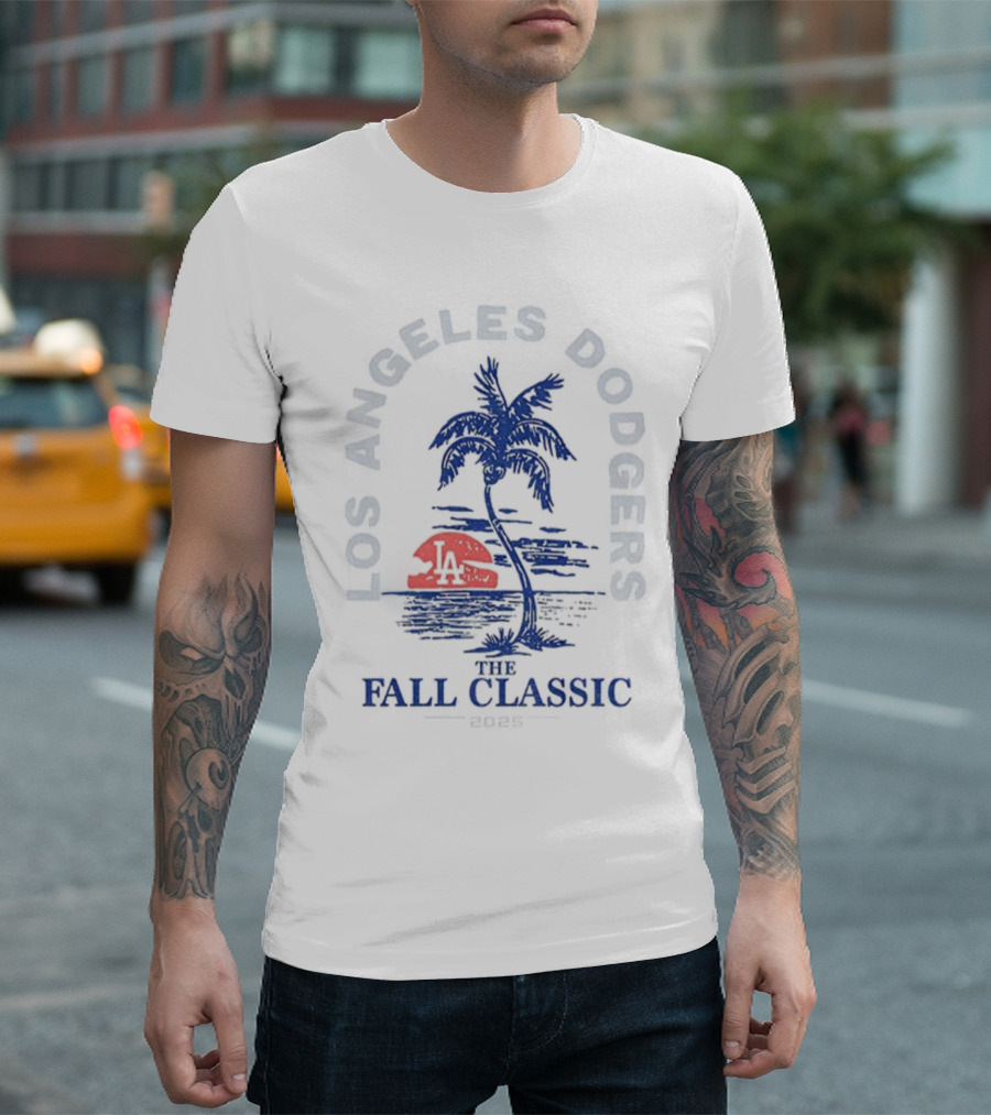 Los Angeles Dodgers Fall Classic 2025 Palmtree Sunset Baseball T-Shirt