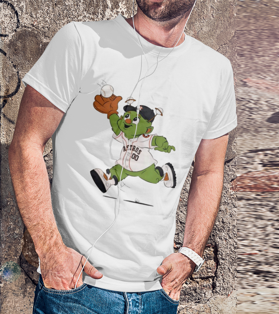 Houston Astros Orbit Mascot Catching Baseball T-Shirt