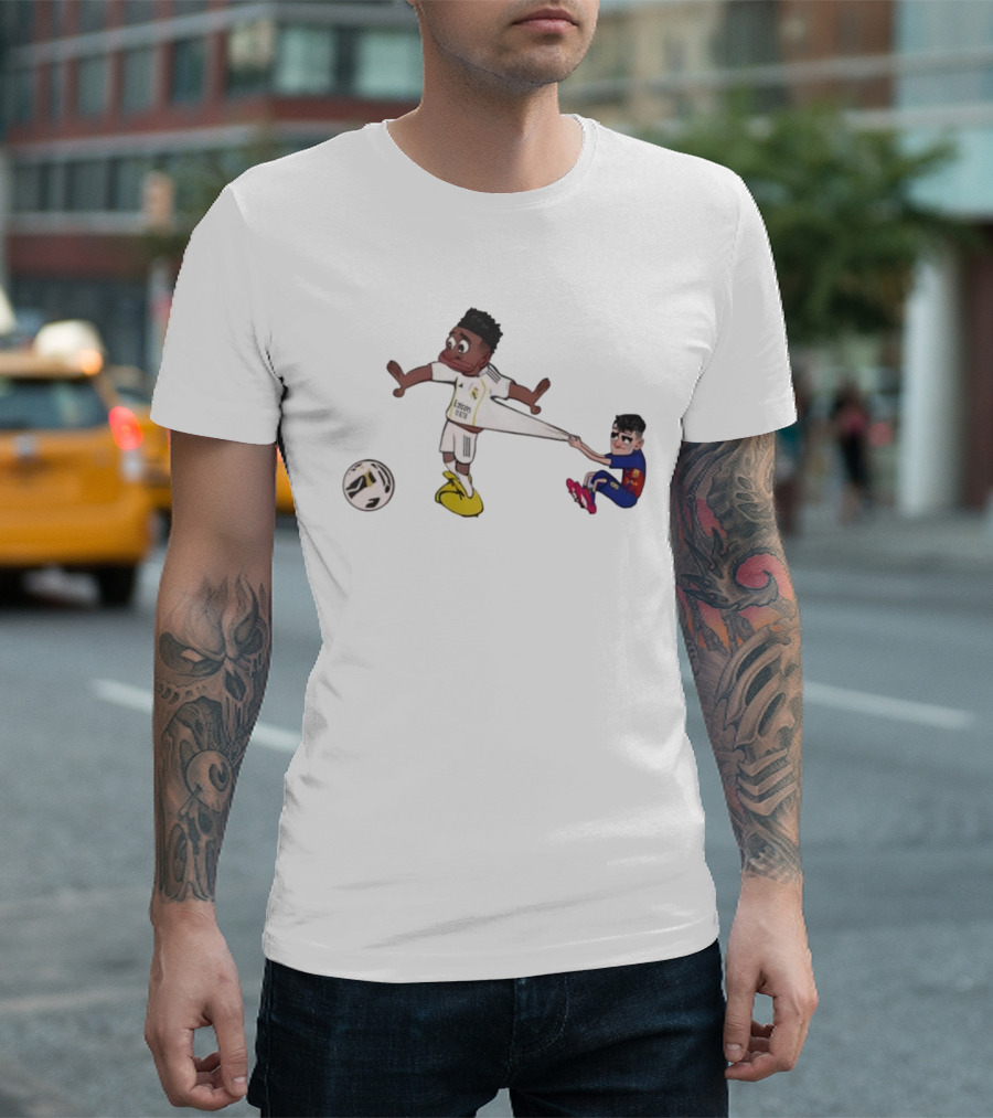 Real Madrid Barcelona Pedri Pulling Vini Football Humor T-Shirt
